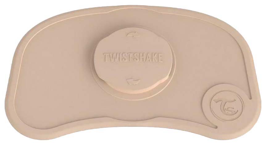 фото Коврик для кормления с тарелочкой twistshake click mat mini, пастельный бежевый