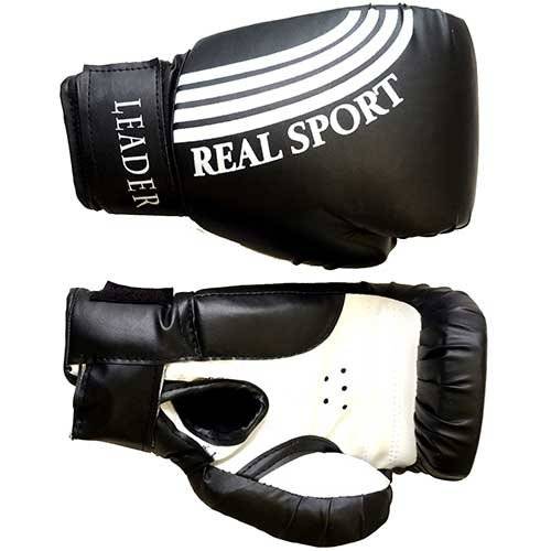 Боксерские перчатки RealSport Leader черные, 10 унций