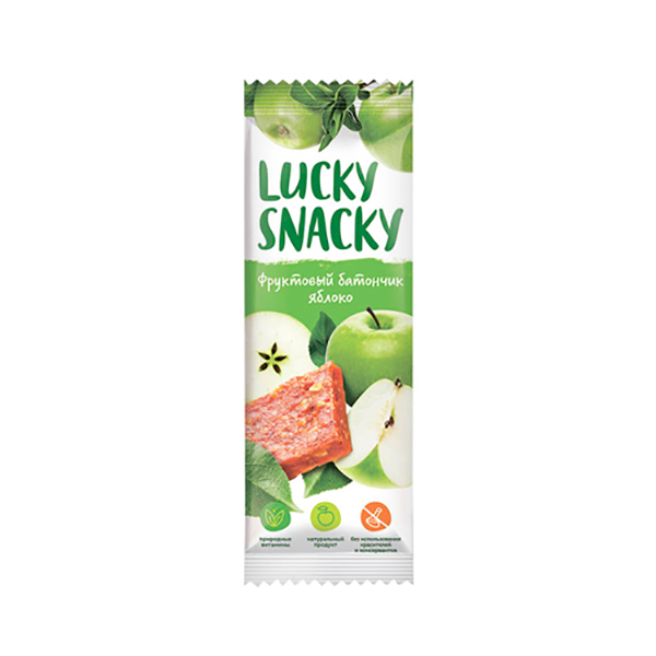 фото Батончик lucky snacky фруктовый яблочный