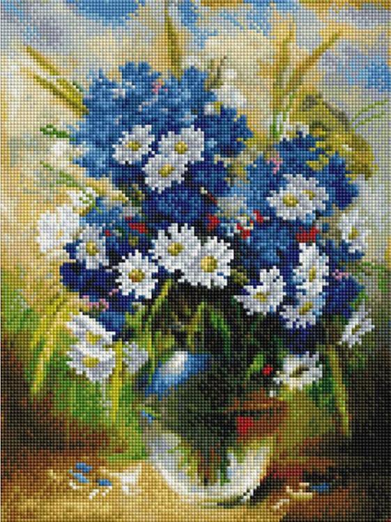

Алмазная вышивка Белоснежка Ромашки и васильки, 30x40 см, Ромашки и васильки