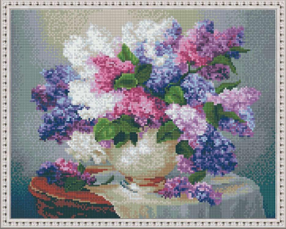 

Алмазная вышивка ВанГогВоМне Букет сирени, 40x50 см, Букет сирени