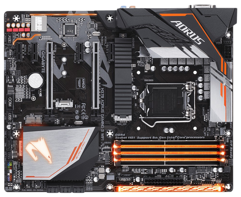 фото Материнская плата gigabyte h370 aorus gaming 3 wifi