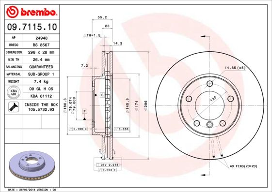 

Тормозной диск brembo 09.7115.10