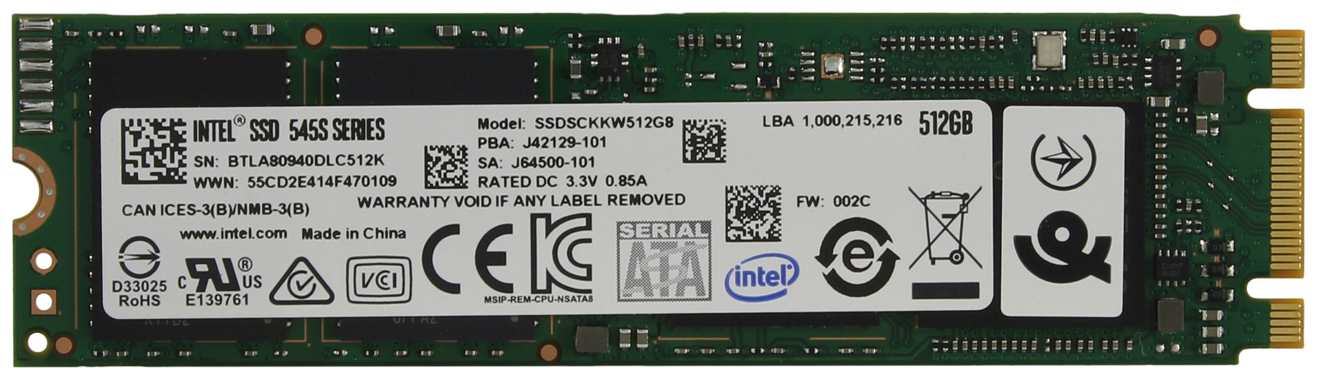 

Внутренний SSD накопитель Intel 545 Series 512GB (SSDSCKKW512G8X1), SSDSCKKW512G8X1