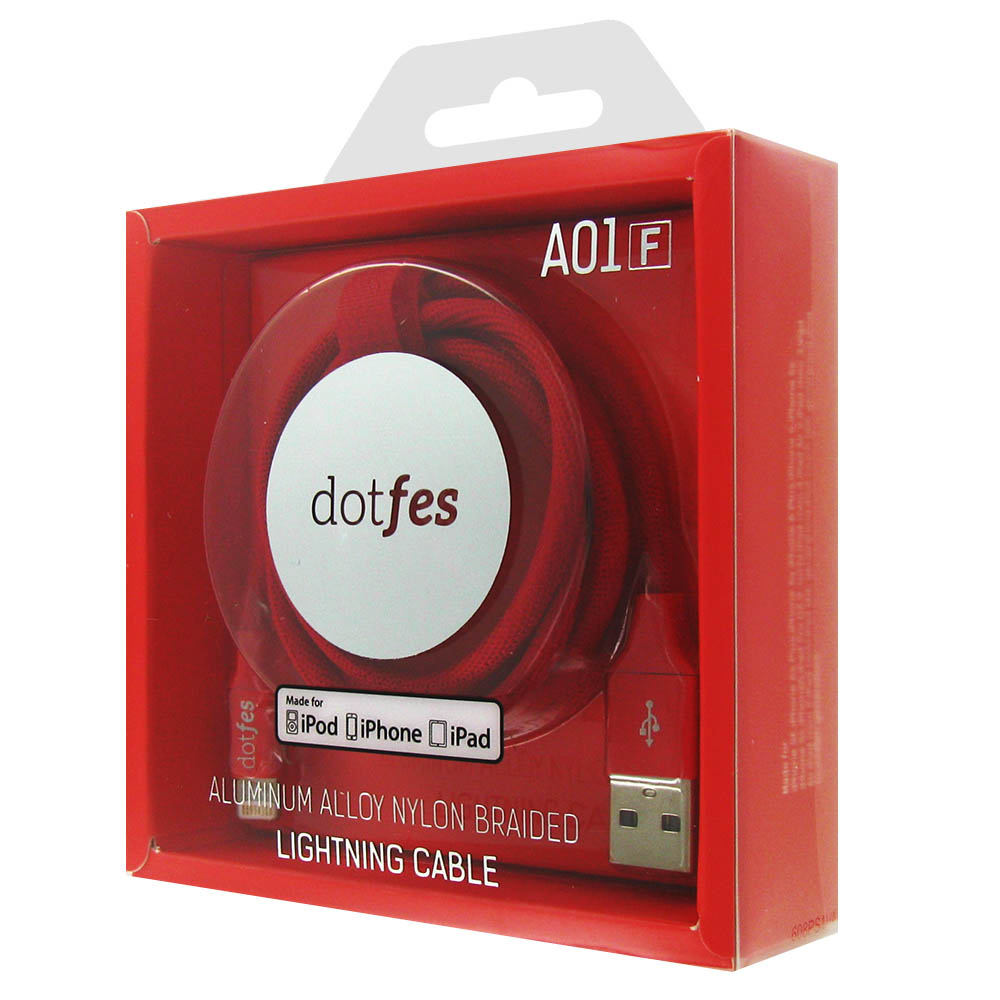 фото Кабель dotfes a01f lightning 1м red