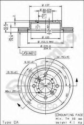 фото Тормозной диск brembo задний для 09727910