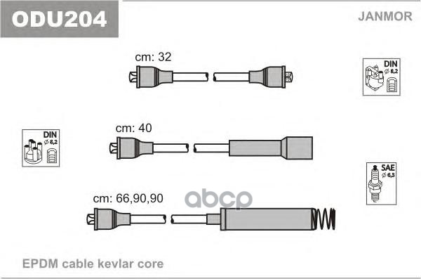 

Комплект проводов зажигания JANMOR ODU204