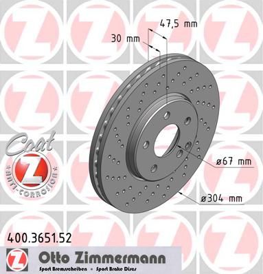 

Тормозной диск ZIMMERMANN 400.3651.52