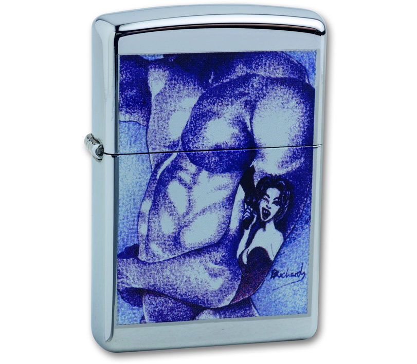 

Бензиновая зажигалка Zippo Classic 250 Body Tattoo High Polish Chrome, Серебристый;синий, Classic 250 Body Tattoo