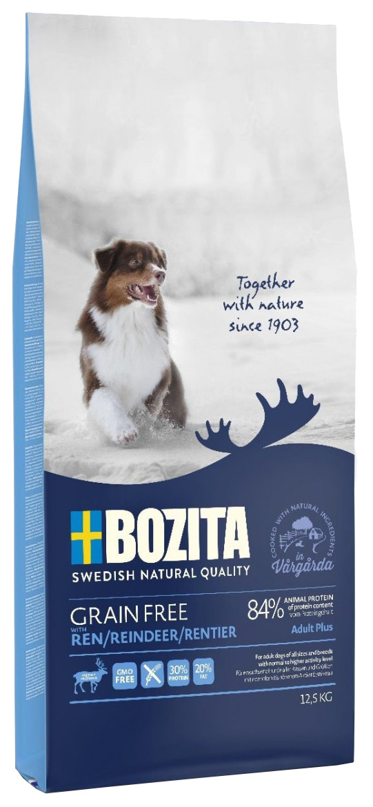 фото Сухой корм для собак bozita grain free, беззерновое, оленина, 12,5кг