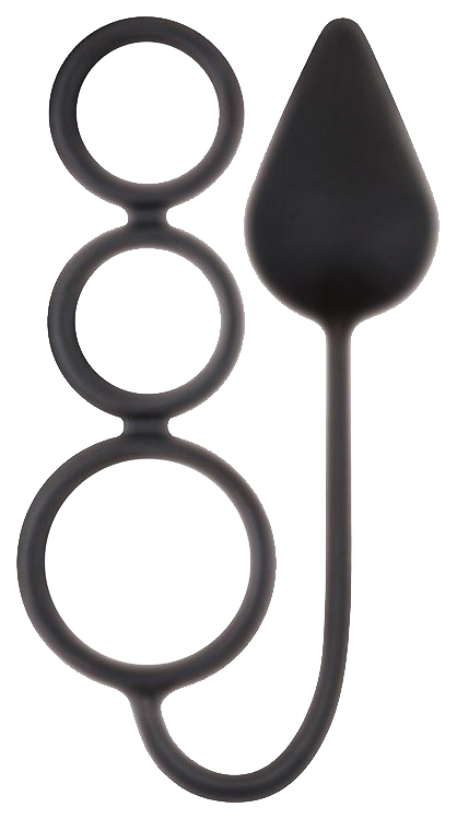 Чёрная анальная пробка Renegade 3 Ring Circus Large Black с эрекционными кольцами