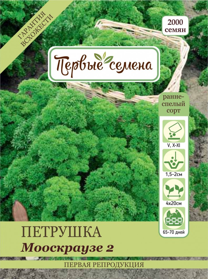

Семена зелени и пряностей Первые семена Петрушка кудрявая Мооскраузе 2, 3 г