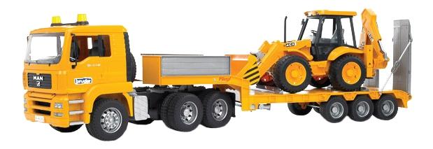 

Тягач с прицепом-платформой Bruder MAN c экскаватором-погрузчиком JCB 4CX