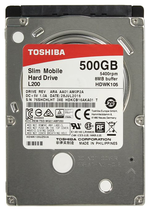 фото Внутренний жесткий диск toshiba l200 500gb (hdwk105ezsta)