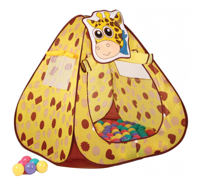 фото Игровая палатка бони, домик в комплекте с шариками жираф, li511, (100 шаров) bony
