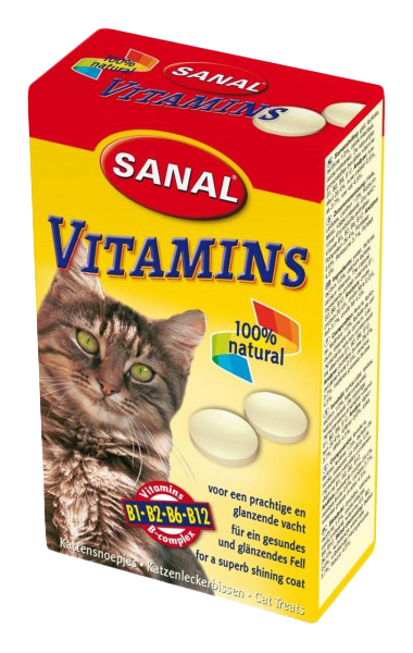 

Витаминный комплекс для кошек Sanal Vitamins, 100 таб, Vitamins