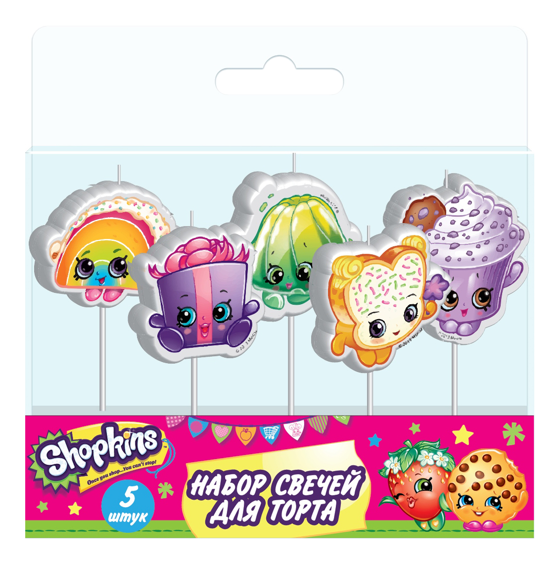 фото Cвечи на палочках шопкинс 5 шт наборы свечей росмэн 32134 shopkins