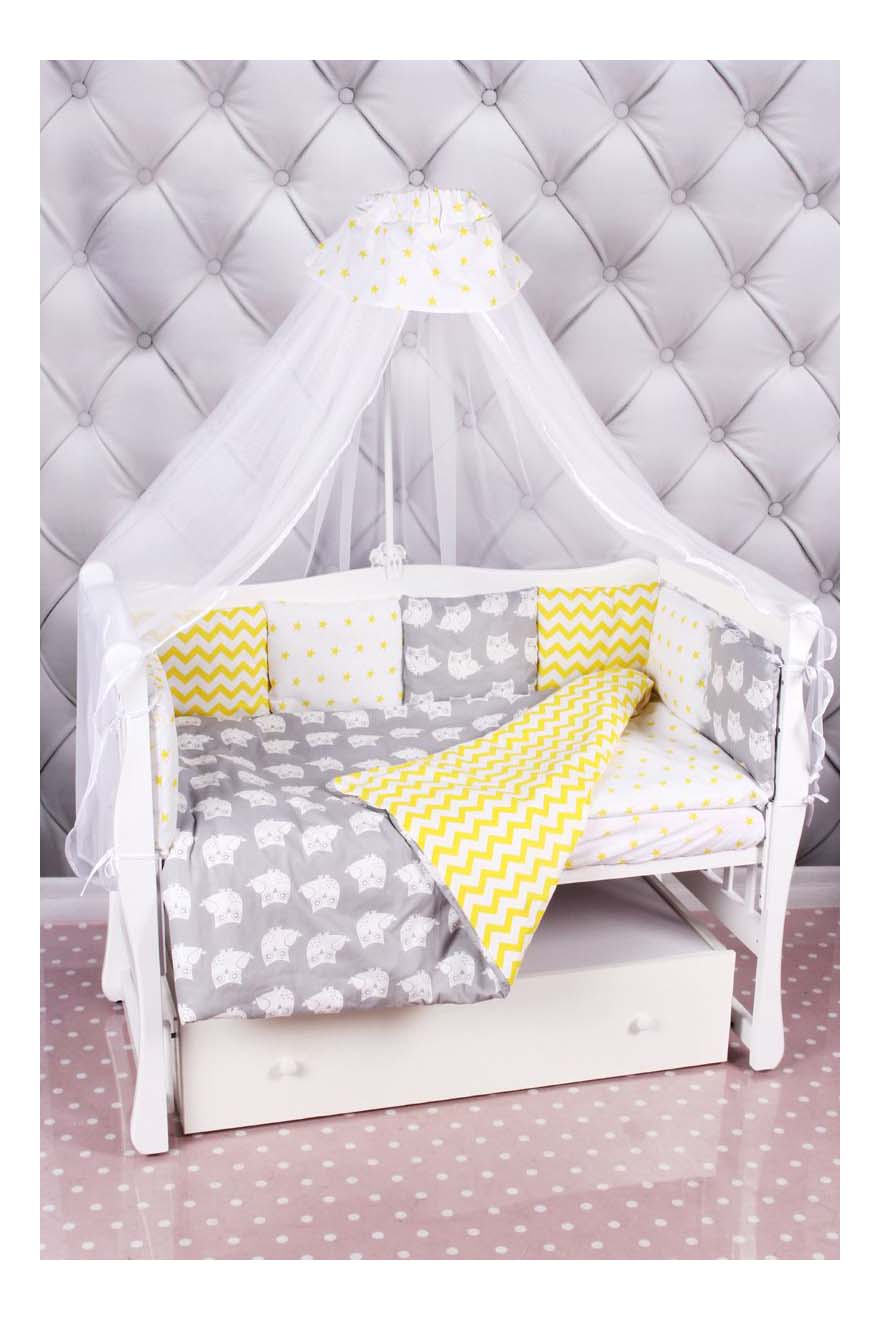 

Комплект в кроватку Amarobaby Совята 18 предметов желто-серый, Amarobaby Совята 18 предметов желто-серый
