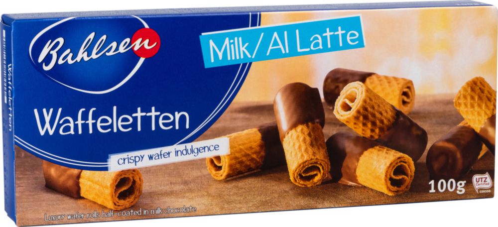 Вафельные трубочки Bahlsen в молочном шоколаде 100 г