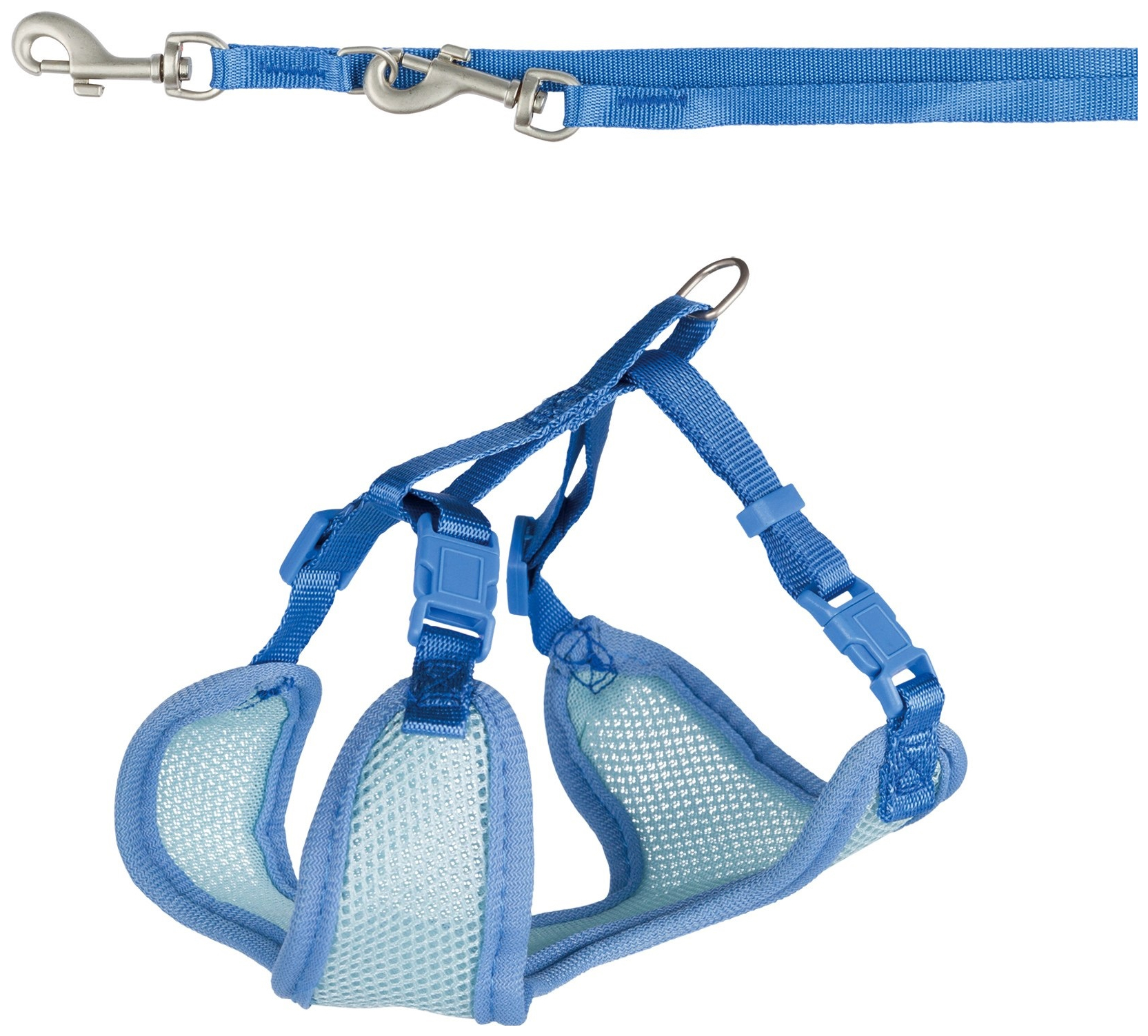 фото Шлейка-жилетка с поводком для щенка trixie puppy soft harness with leash, синий