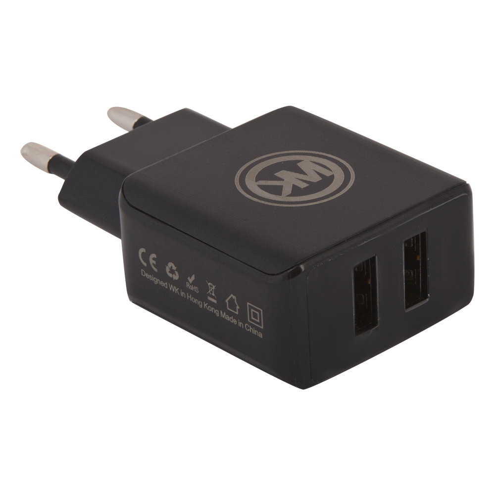 Сетевое зарядное устройство WK Blanc 2 USB 2,1A Black
