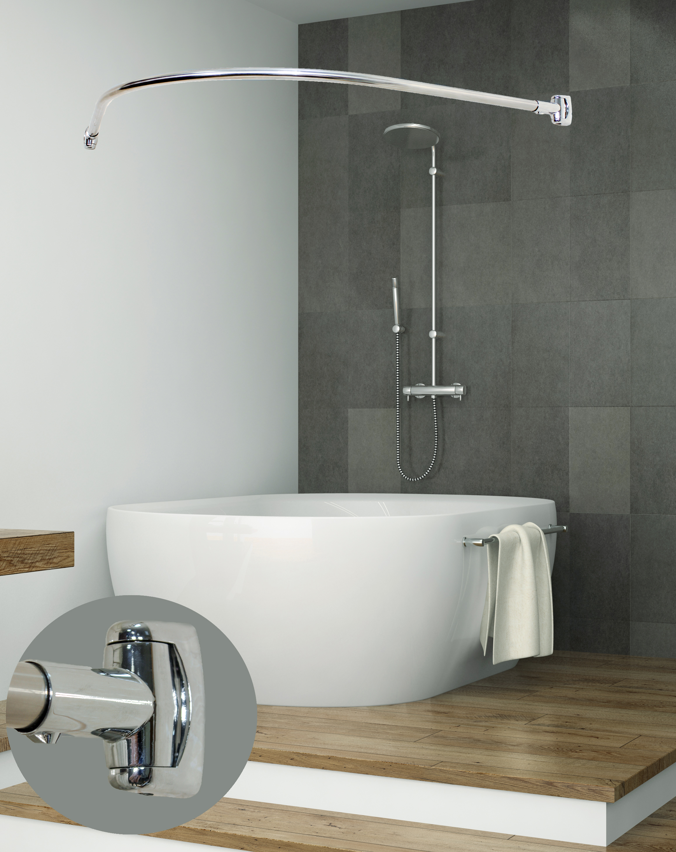 

Карниз для ванной дугообразный Go Go Lux Plus 140 см хром