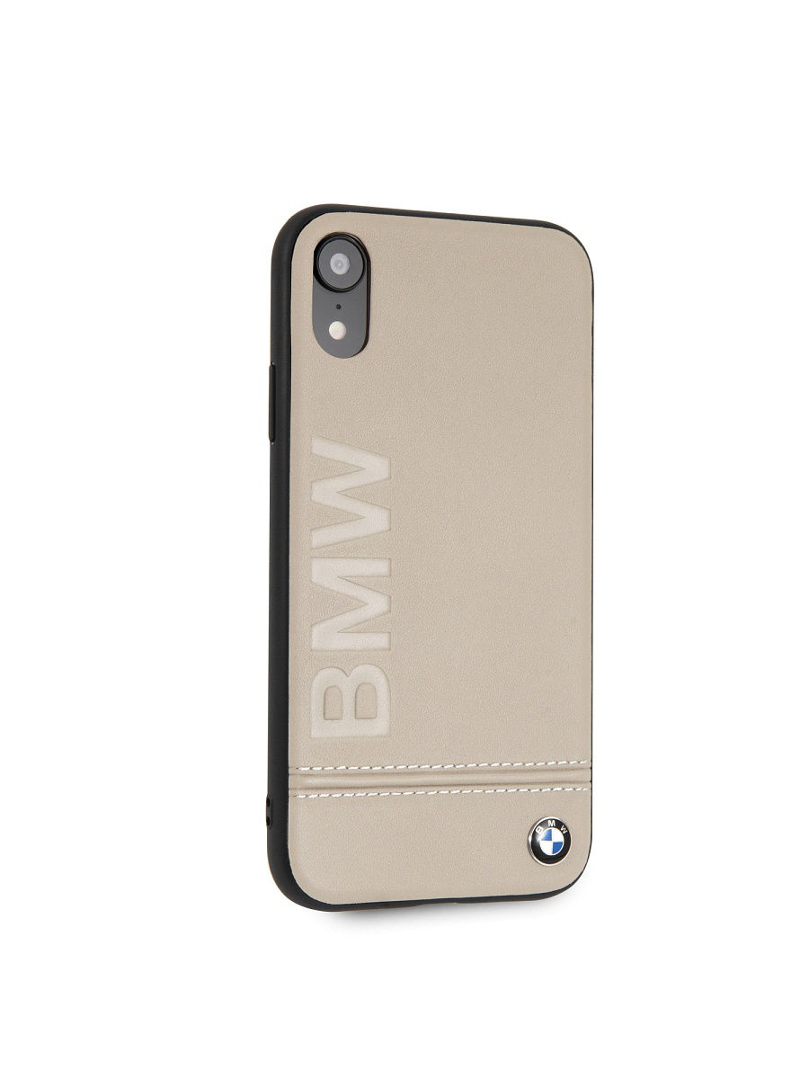 фото Чехол bmw signature logo imprint hard для iphone xr beige taupe