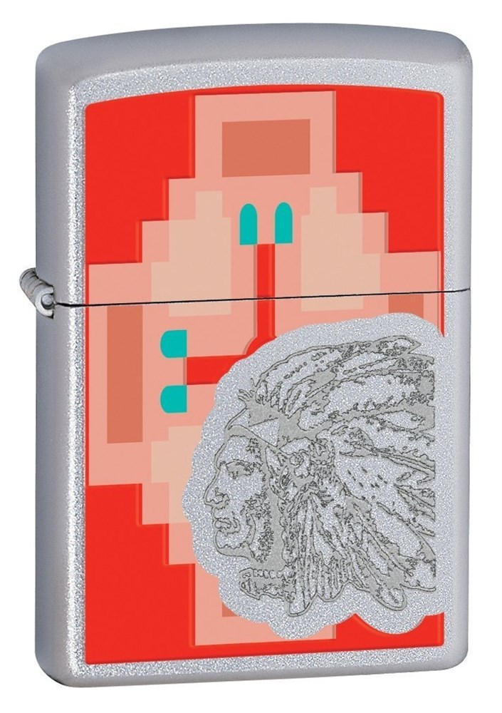 

Бензиновая зажигалка Zippo Indian chief 28068 Satin Chrome, Серебристый, Indian chief 28068