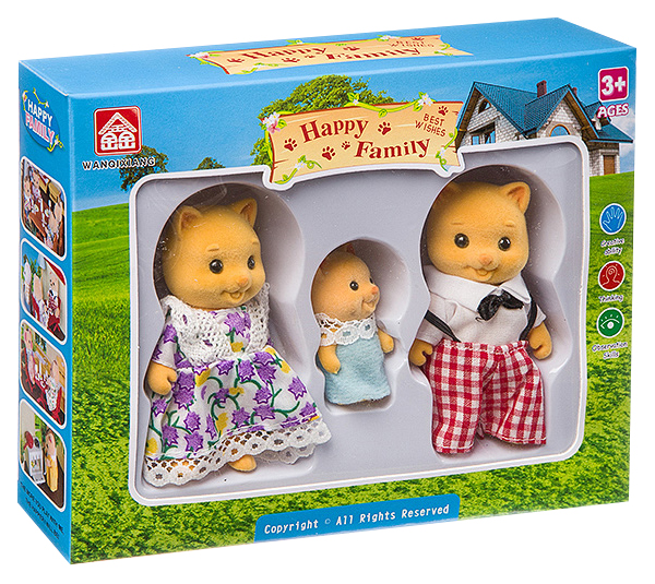 Игровой набор Happy Family фигурки зверюшек семейка котиков арт.012-11D.