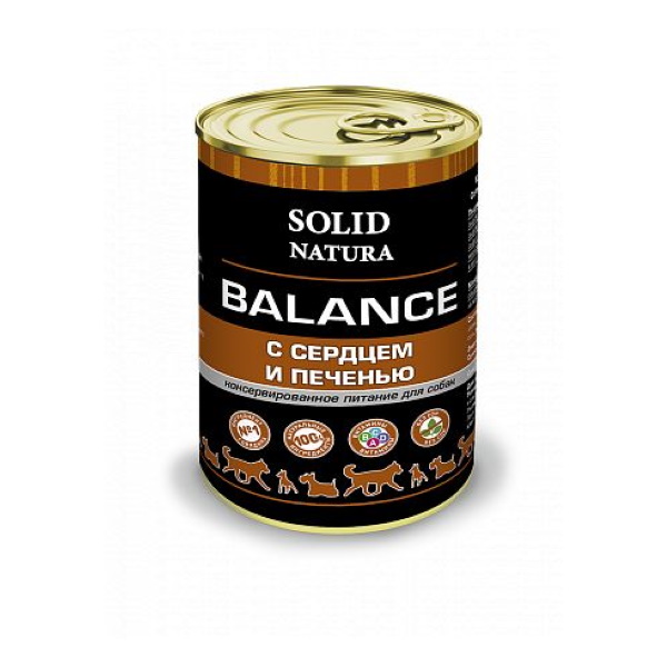 Консервы для собак Solid Natura Balance, Сердце и печень, 340 г