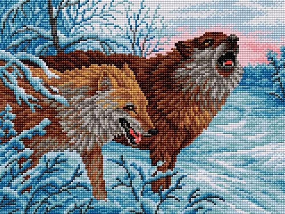 

Алмазная вышивка Вышиваем бисером Волки, 30x40 см, Волки