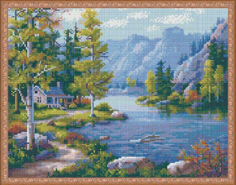 

Алмазная вышивка ВанГогВоМне Домик в горах, 40x50 см, Домик в горах