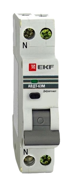 Дифференциальный автомат АВДТ-63М 16А/ 30мА (1мод., хар.C, электронный тип AС) 6кА EKF дифференциальный автомат авдт 63 40а 30ма характеристика с электронный тип а 6ка ekf