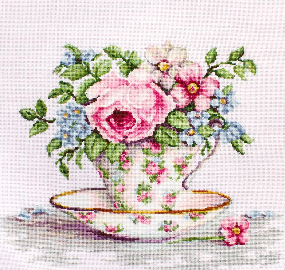 фото Наборы для вышивания luca-s b2321 цветы в чайной чашке 27х22 см