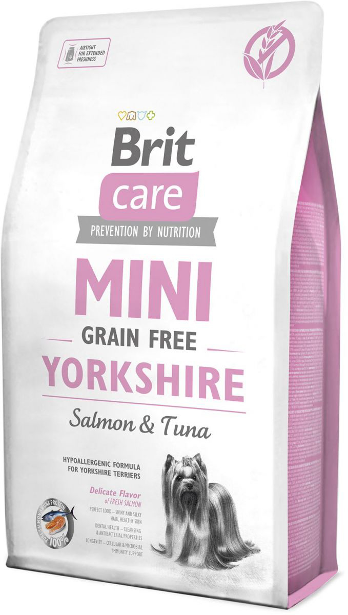 фото Сухой корм для собак brit care mini grain free yorkshire, йоркширский терьер, лосось, 2кг