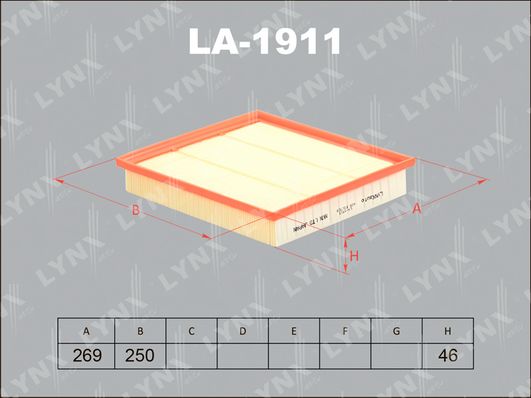 фото Фильтр воздушный lynxauto la-1911