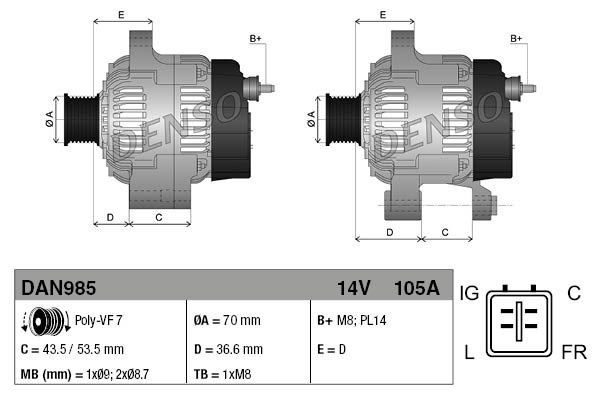 

Генератор DENSO DAN985