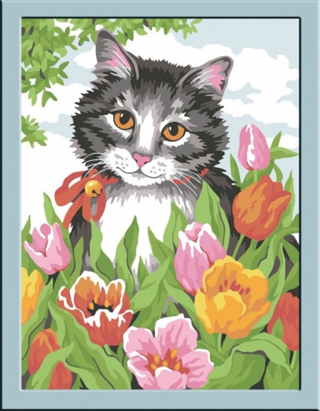 

Картины по номерам Color Kit Кошечка в тюльпанах, Кошечка в тюльпанах