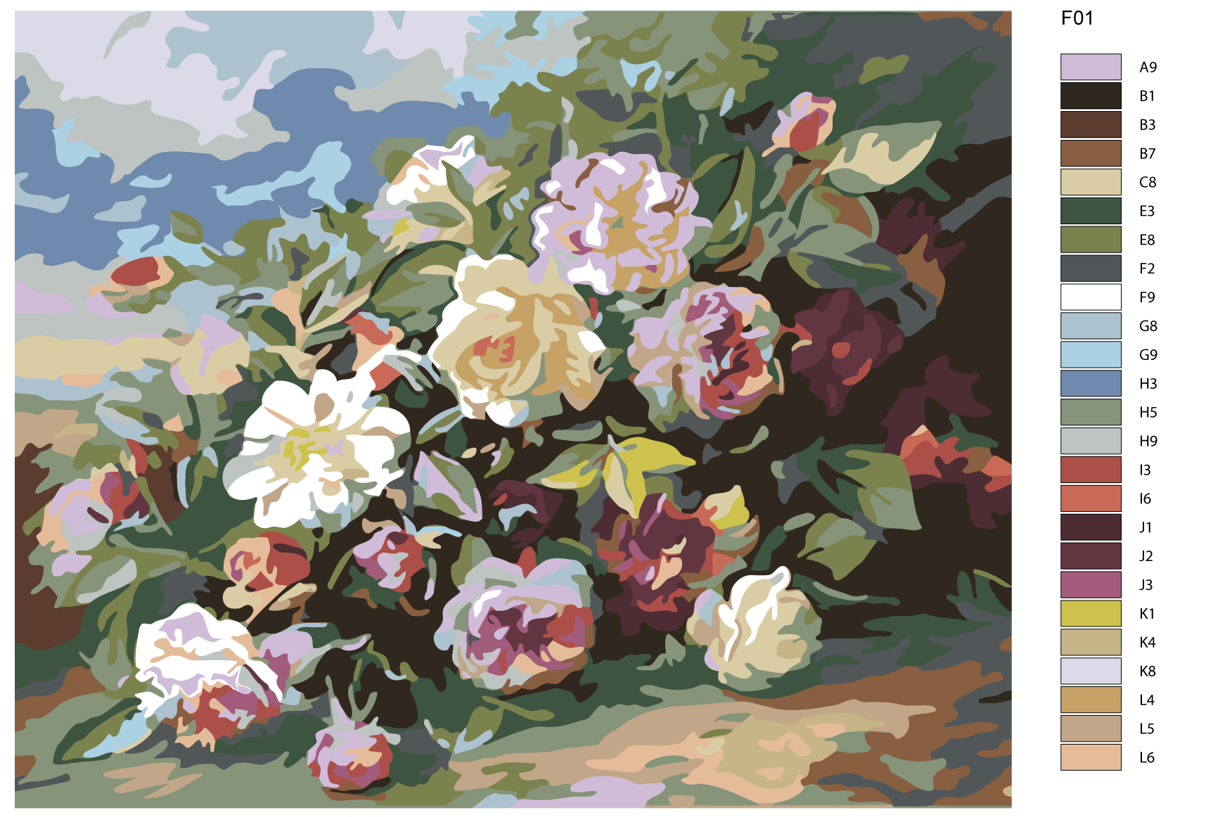 

Картина по номерам, 40 x 50, F01, F01