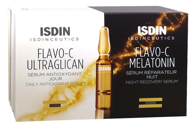 фото Набор косметики для лица isdin flavo-c melatonin + ultraglican