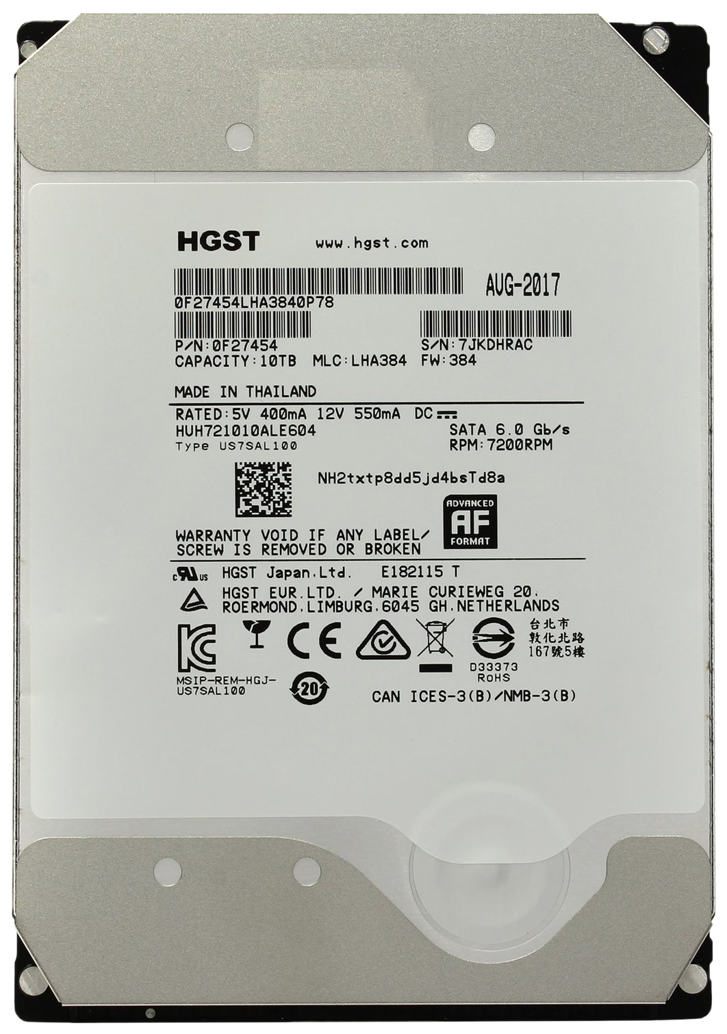 

Жесткий диск HGST Ultrastar He10 10ТБ (HUH721010ALE604), Ultrastar He10