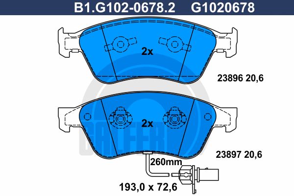 

Комплект тормозных дисковых колодок GALFER B1.G102-0678.2