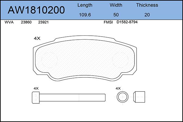 

Тормозные колодки AywiParts дисковые AW1810200