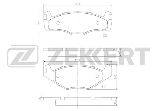 фото Комплект тормозных колодок, дисковый тормоз zekkert bs-1154