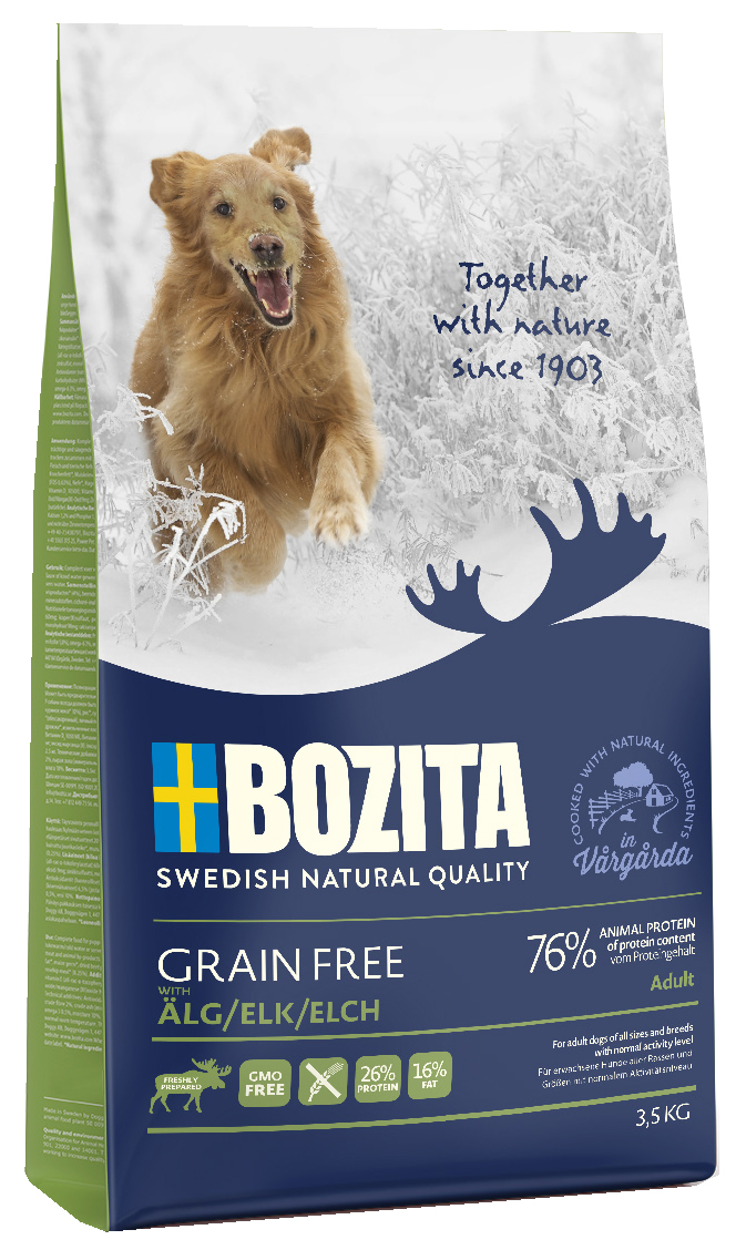 фото Сухой корм для собак bozita grain free, беззерновое, лось, 3,5кг