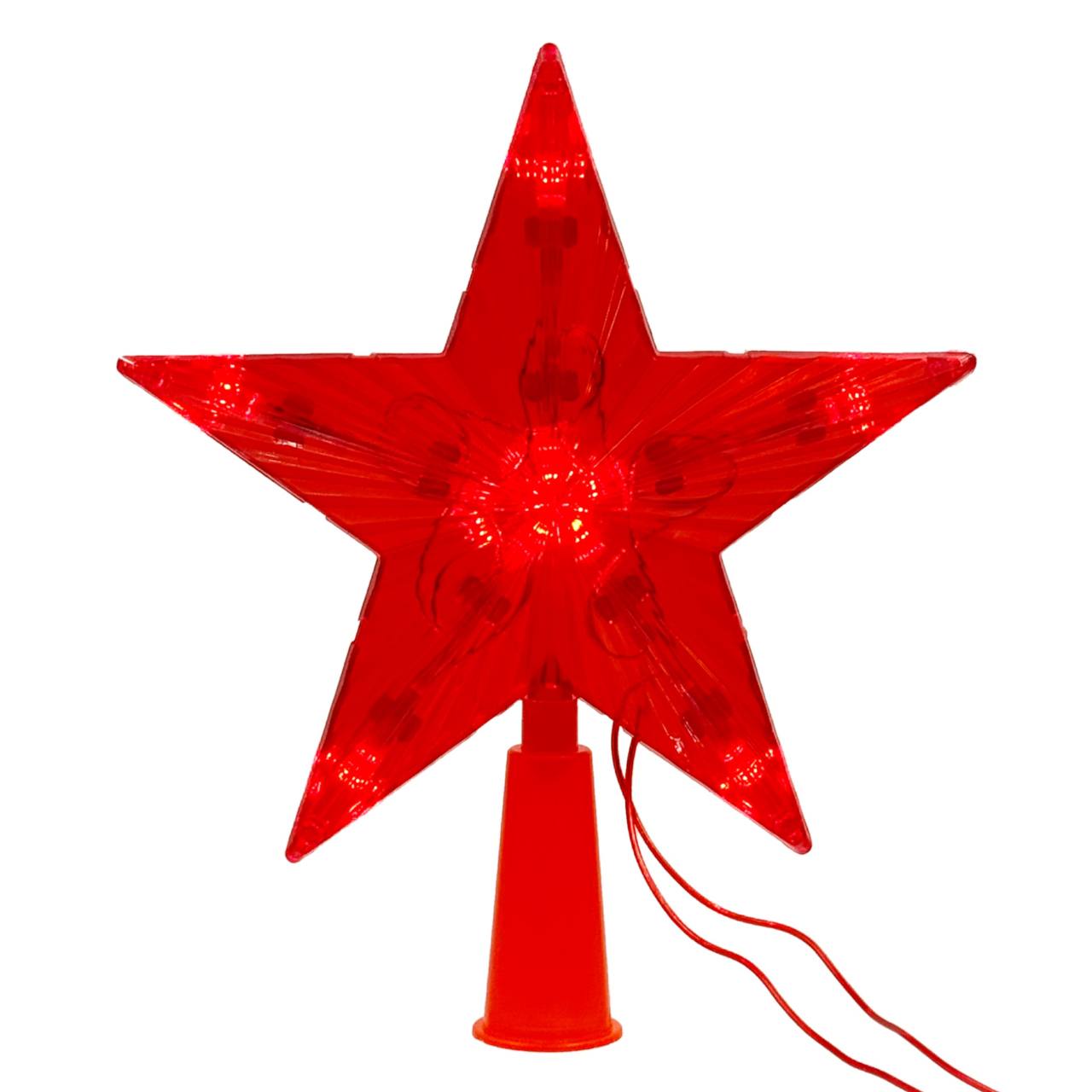 Верхушка наконечник на елку QVATRA Звезда светящаяся, высота 15 см, красная