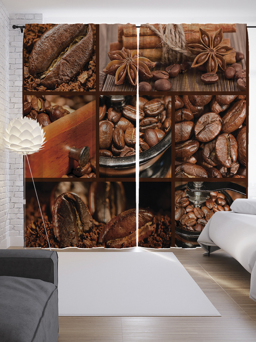 

Шторы JoyArty с фотопечатью "Кофе с корицей" из сатена, 290х265 см, Кофе с корицей