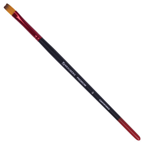 

Кисть синтетика, плоская № 8, BRAUBERG PREMIUM, 201017, Черный;красный