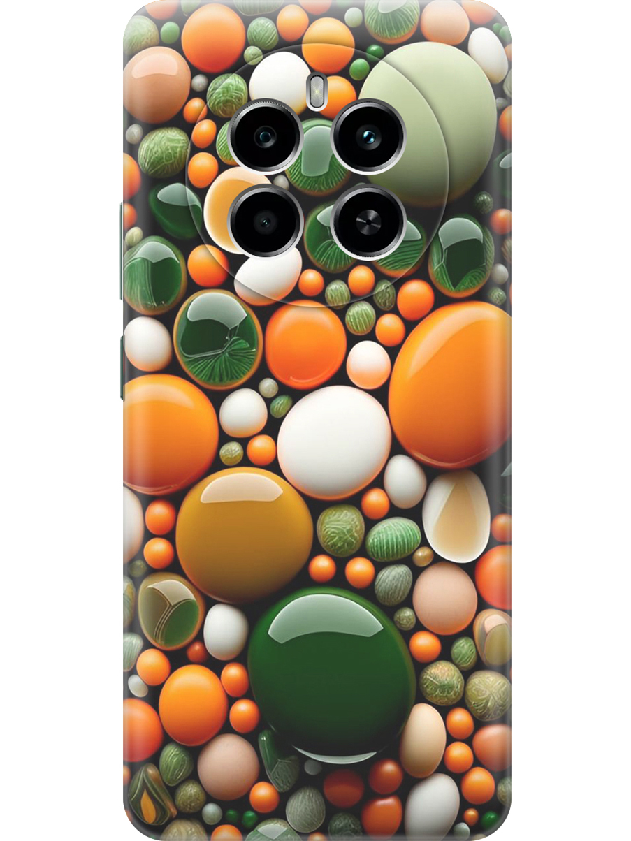 

Силиконовый чехол на Realme 12 4g с принтом "Оранжевые и зеленые камушки", Прозрачный;оранжевый;зеленый, 783982041