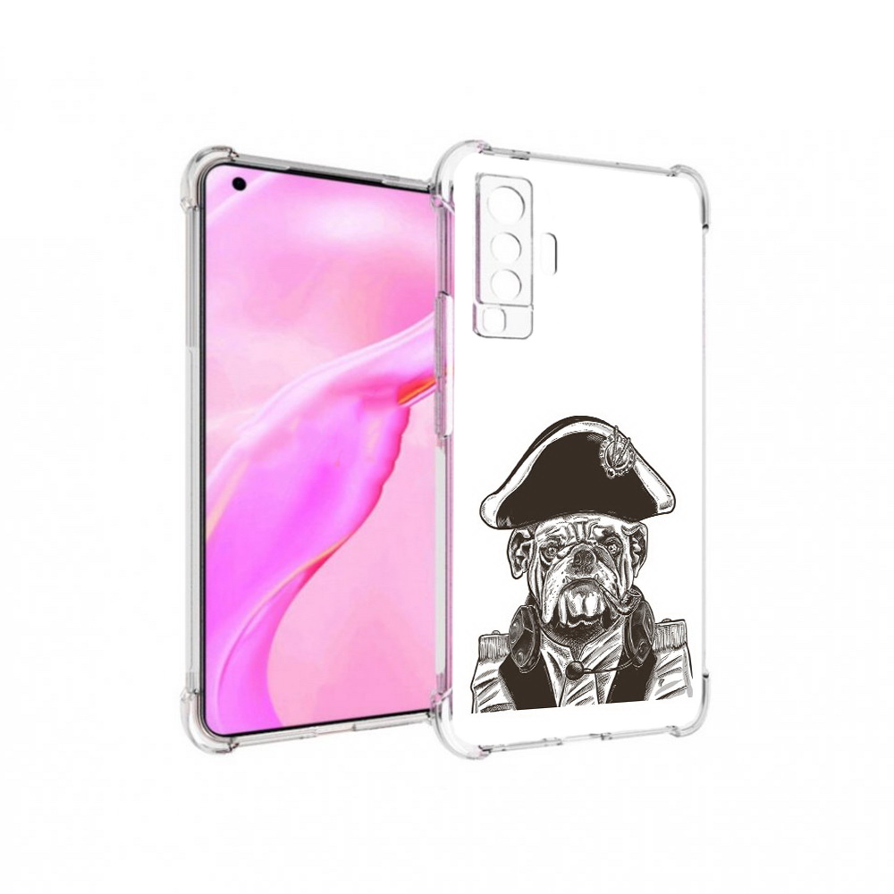 

Чехол MyPads Tocco для Vivo X50 мопс генерал (PT226969.391.483), Прозрачный, Tocco